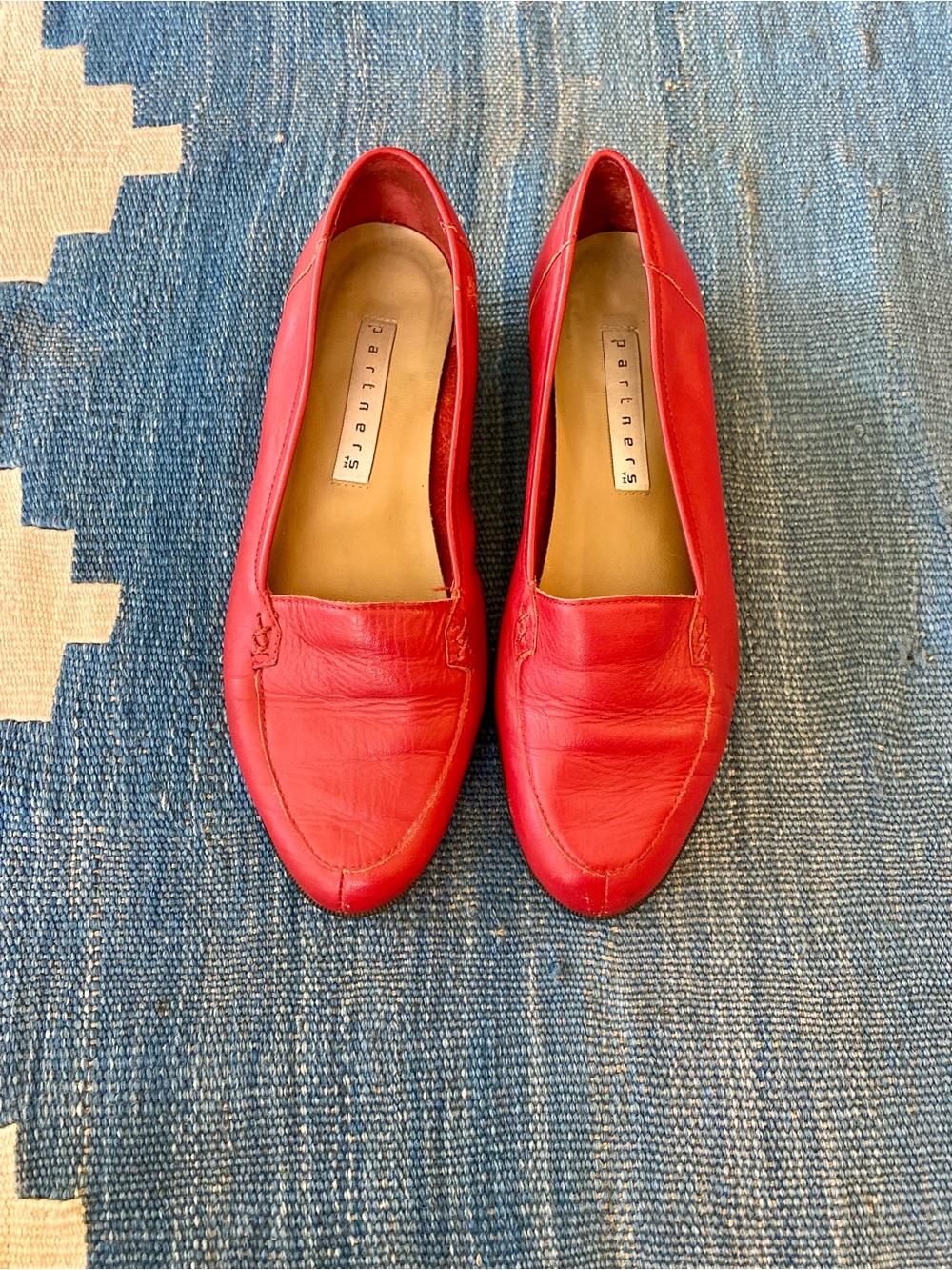 Red Leather Slip-On Loafers for Women